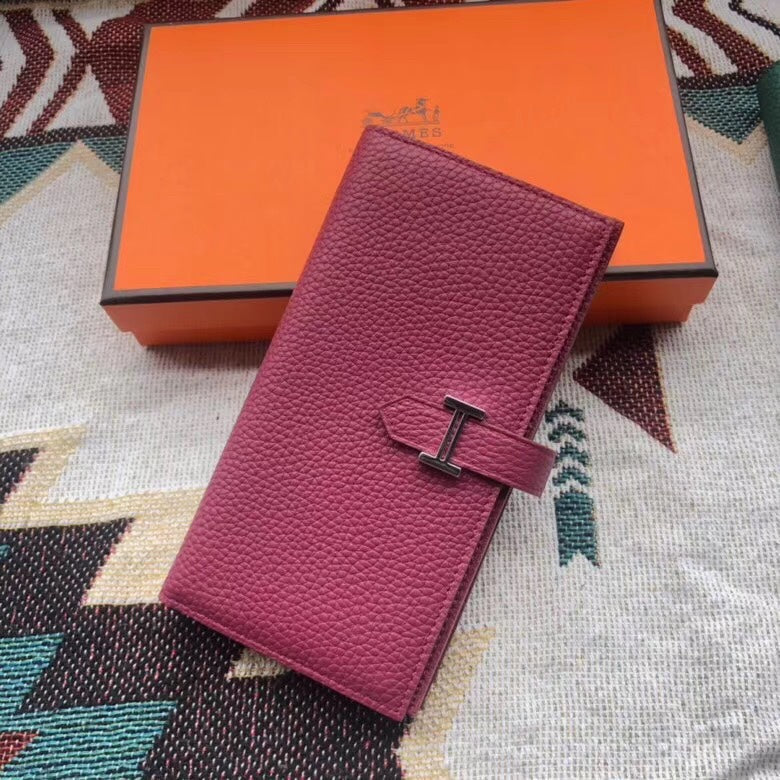 BEARN LONG 17 WALLET IN MAGENTA PURPLE EPSOM LEATHER