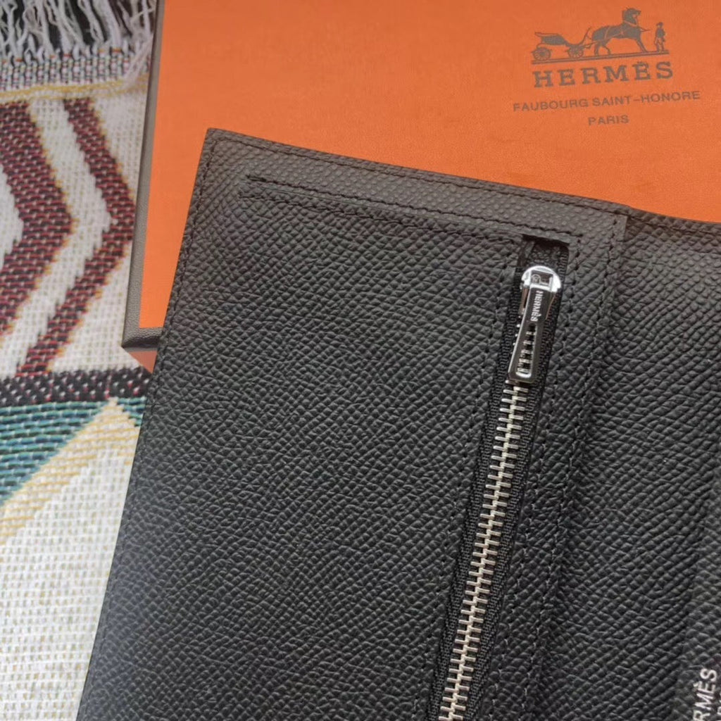 BEARN LONG 17 WALLET IN BLACK EPSOM LEATHER