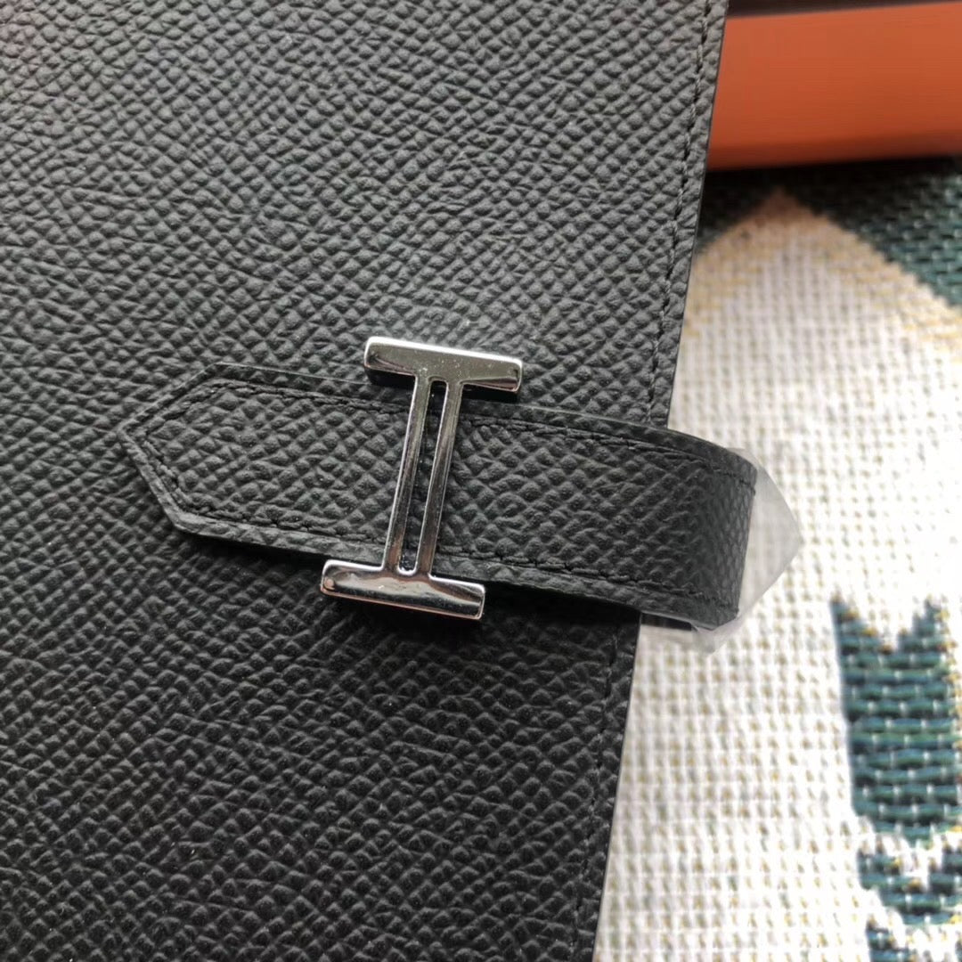 BEARN LONG 17 WALLET IN BLACK EPSOM LEATHER