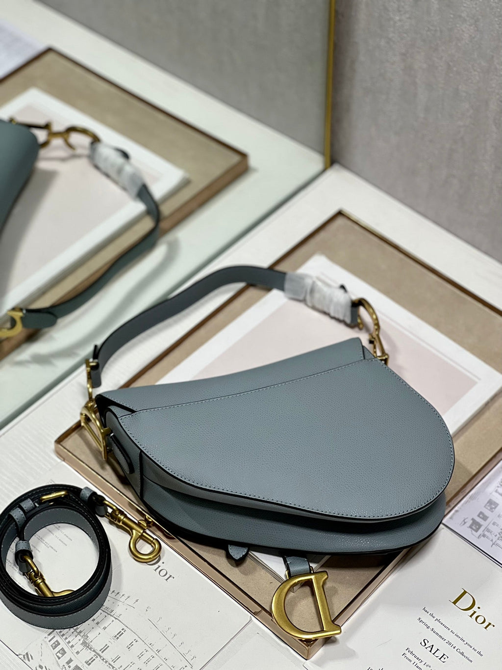 DIOR 26S SADDLE BAG 19 IN BLUE CALFSKIN