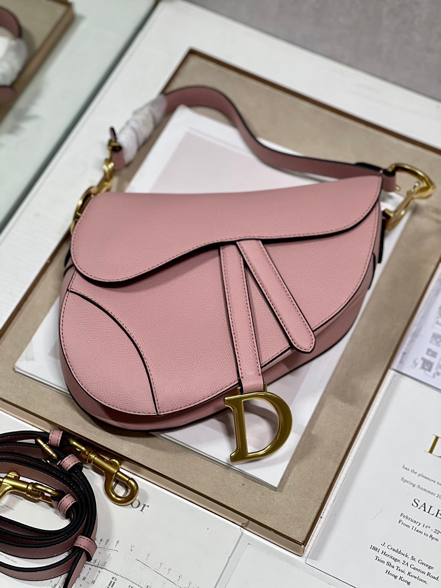 DIOR 26S SADDLE BAG 19 IN PINK CALFSKIN