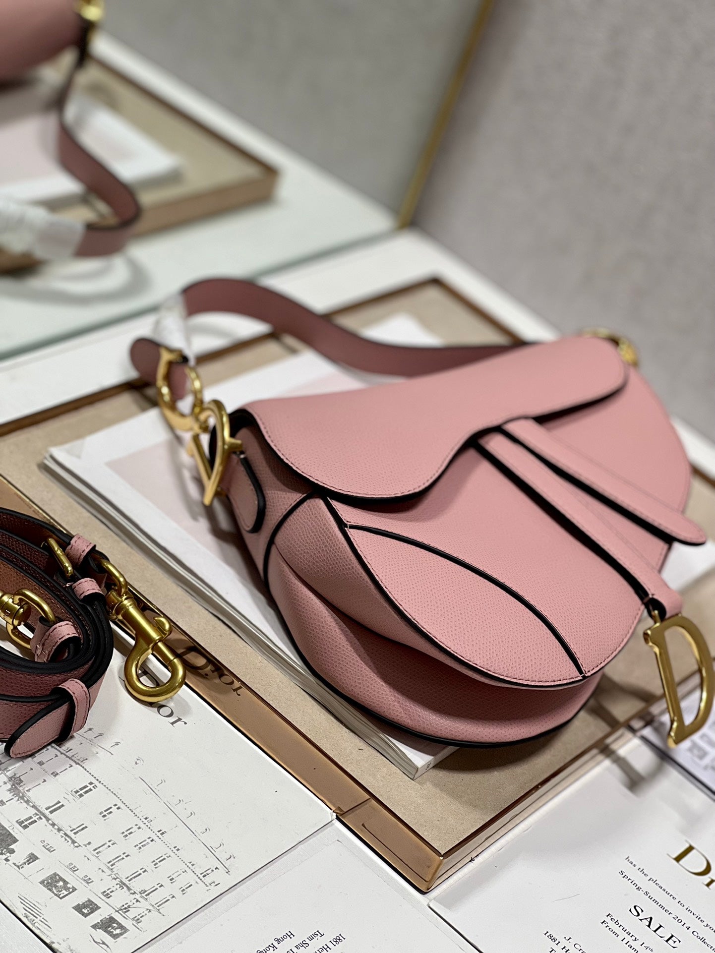 DIOR 26S SADDLE BAG 19 IN PINK CALFSKIN