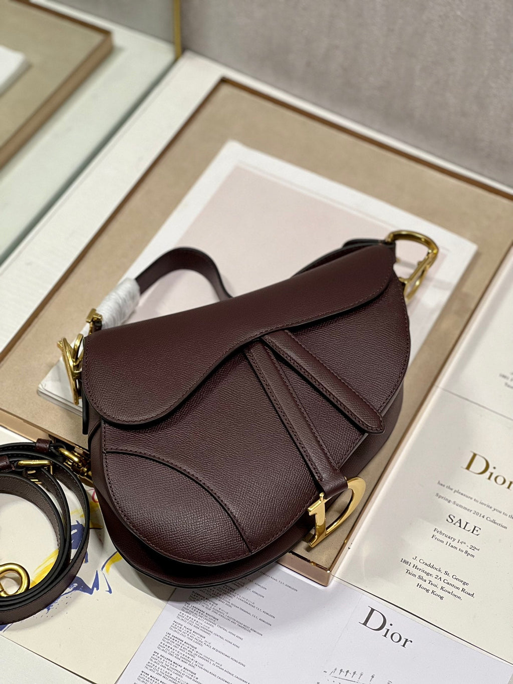 DIOR 26S SADDLE BAG 25 IN DARK RED CALFSKIN