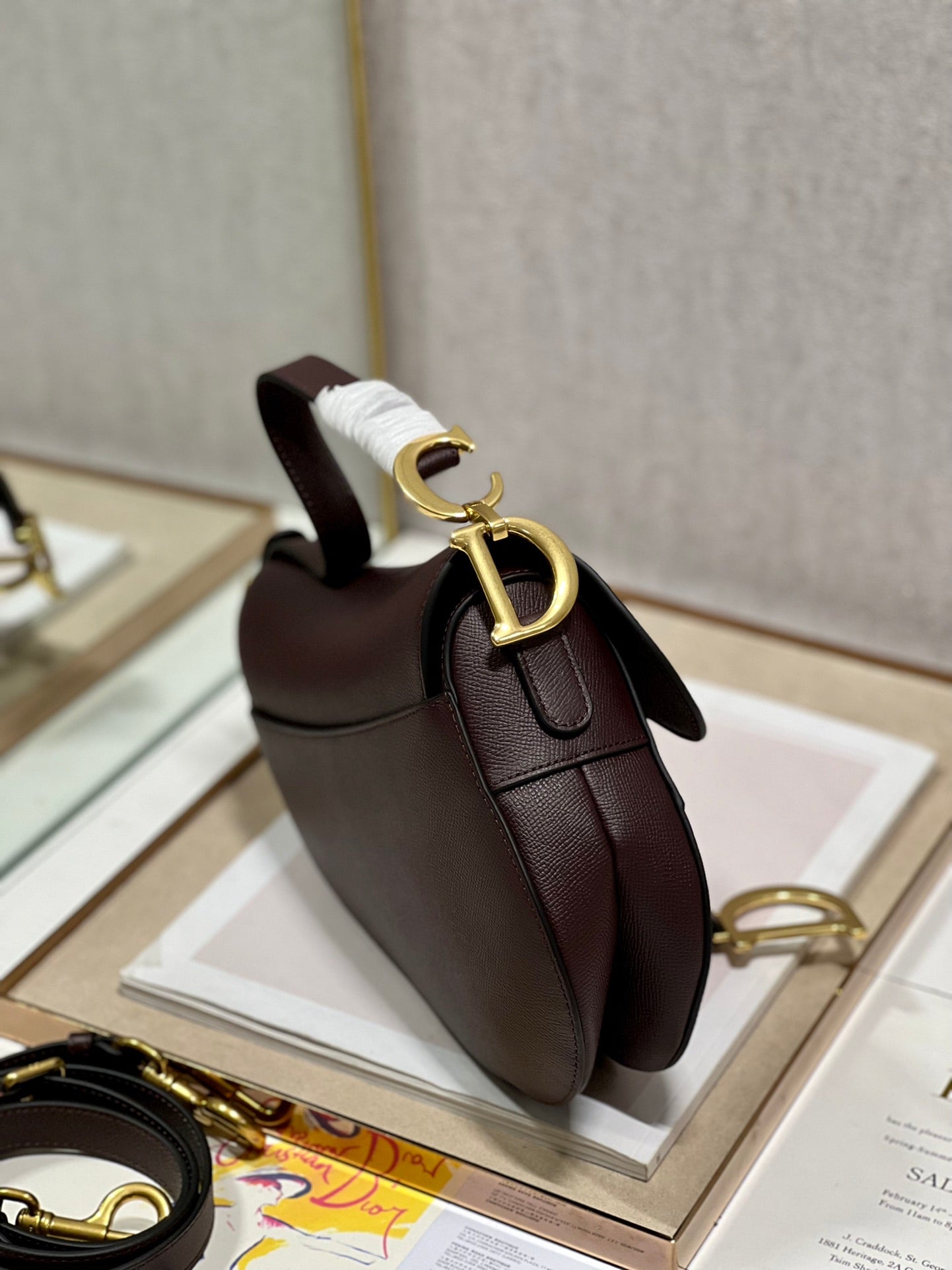 DIOR 26S SADDLE BAG 19 IN DARK RED CALFSKIN