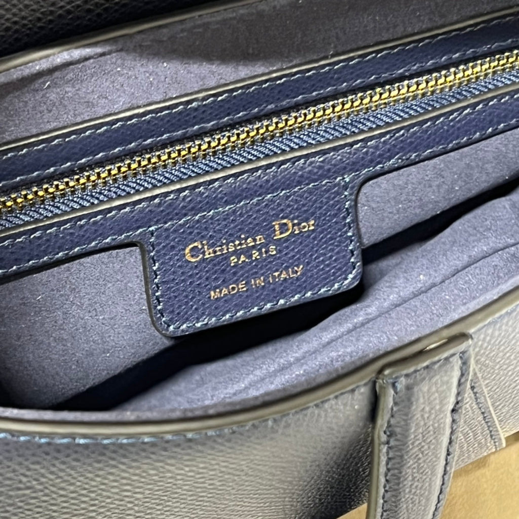DIOR 26S SADDLE BAG 19 IN NAVY BLUE CALFSKIN