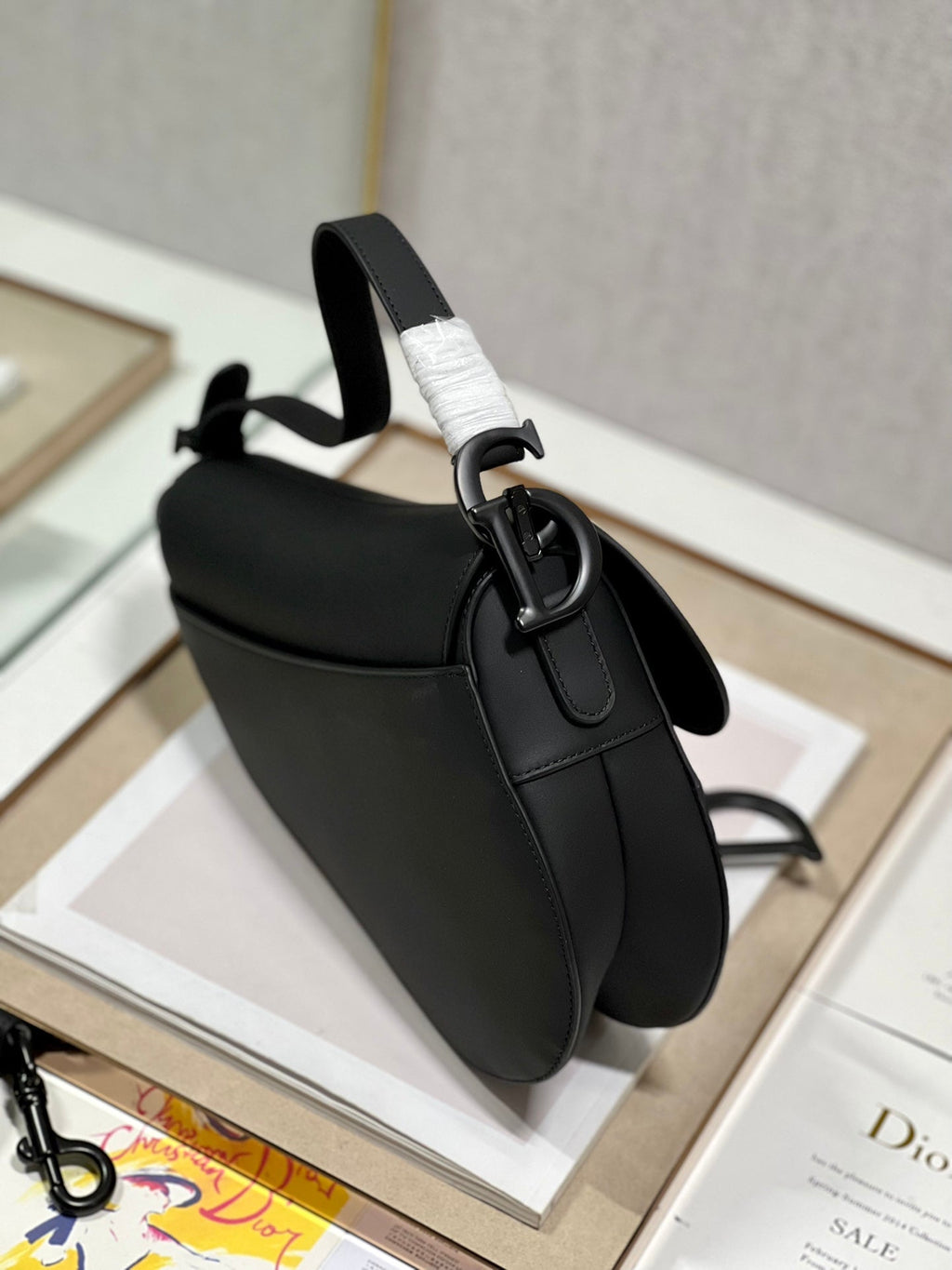 DIOR 26S SADDLE BAG 25 IN BLACK CALFSKIN