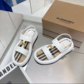 BURBERRY 26S STRAP SANDALS IN WHITE AND BEIGE CALFSKIN