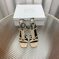 BALMAIN 25S MONETA SANDAL 95MM IN WARM BEIGE CALFSKIN