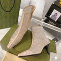ANKLE BOOTS IN BEIGE MESH AND SHEEPSKIN WITH GG CRYSTALS