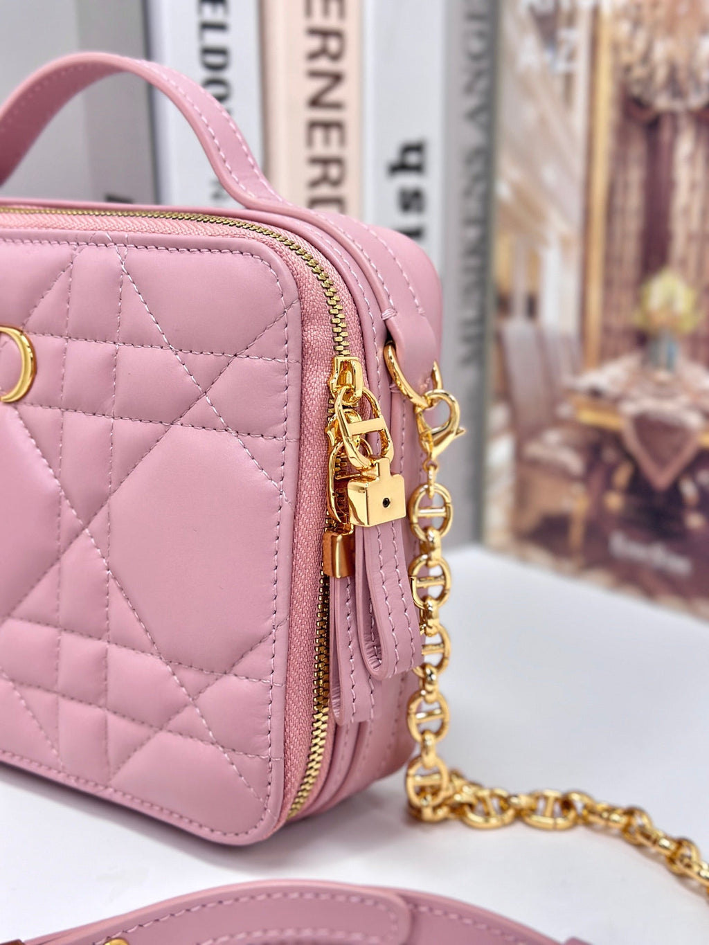 CARO BOX 19 IN LIGHT PINK CALFSKIN