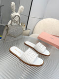 Slippers White Leather With Sedge Straps