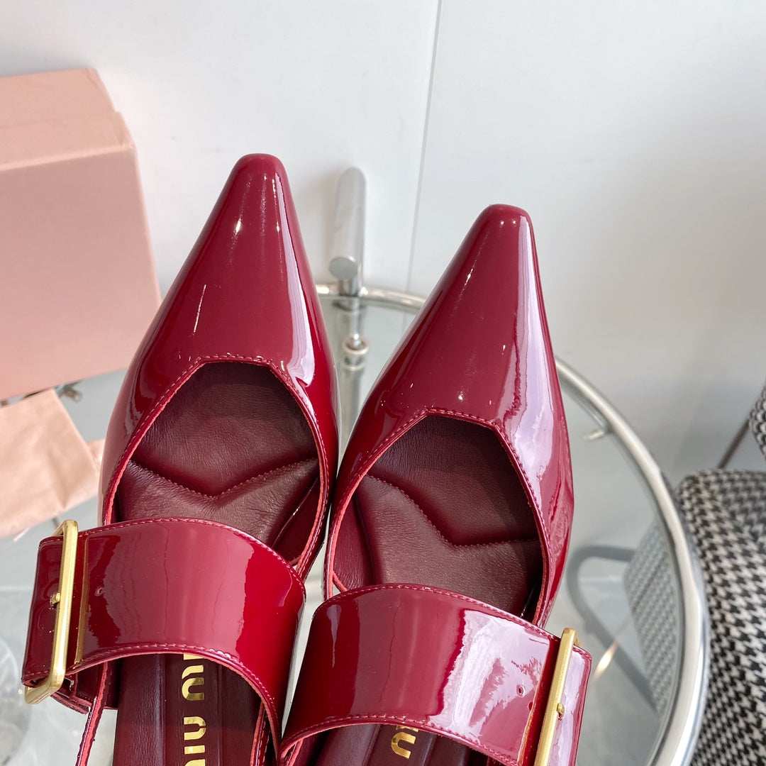 HIGH-SLINGBACK POINTED TOE SANDALS RUBY COWHIDE