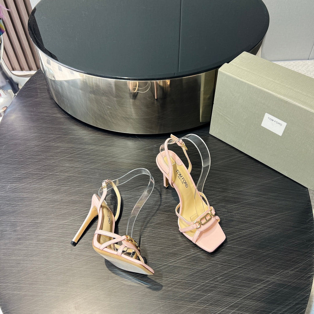 PADLOCK HIGH HEELS 10 CM IN LIGHT PINK LAMBSKIN