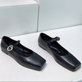 EMBELLISHED BILLIE FLATS IN BLACK CALFSKIN