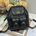 MEDIUM CARO BACKPACK 27 IN BLACK MACROCANNAGE LAMBSKIN