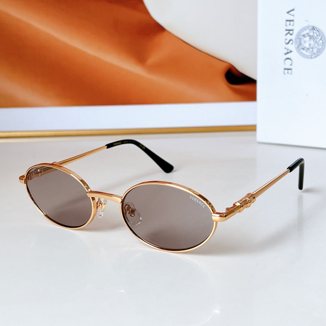 DAMIER PLAQUE OVAL FRAME SUNGLASSES MOD X13  IN METAL