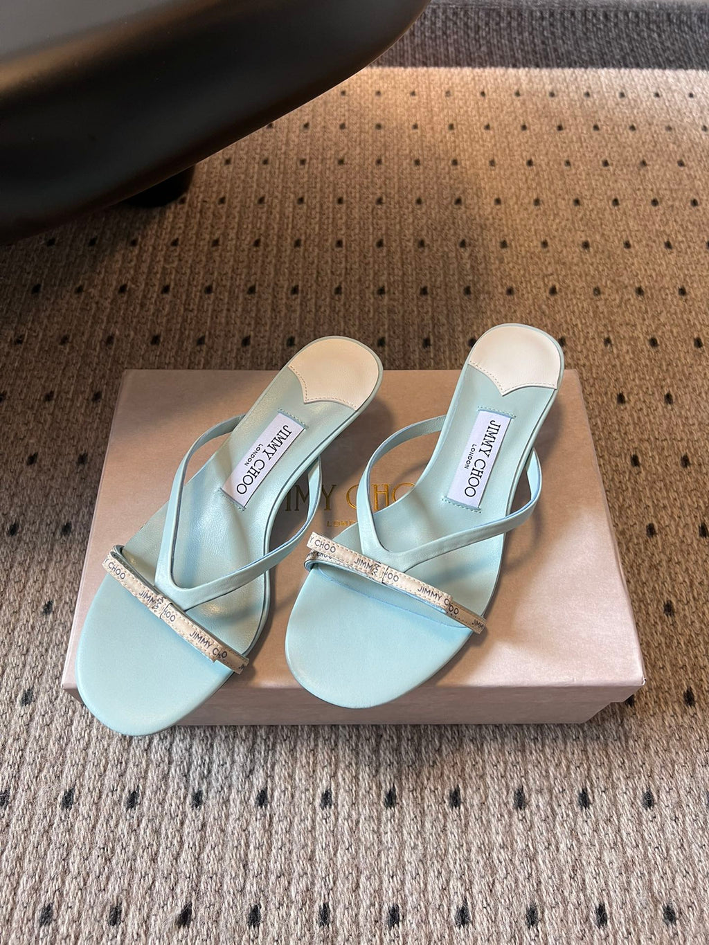 JIMMY CHOO 26S STRAPPY HEELED SANDALS IN PASTEL BLUE LAMBSKIN