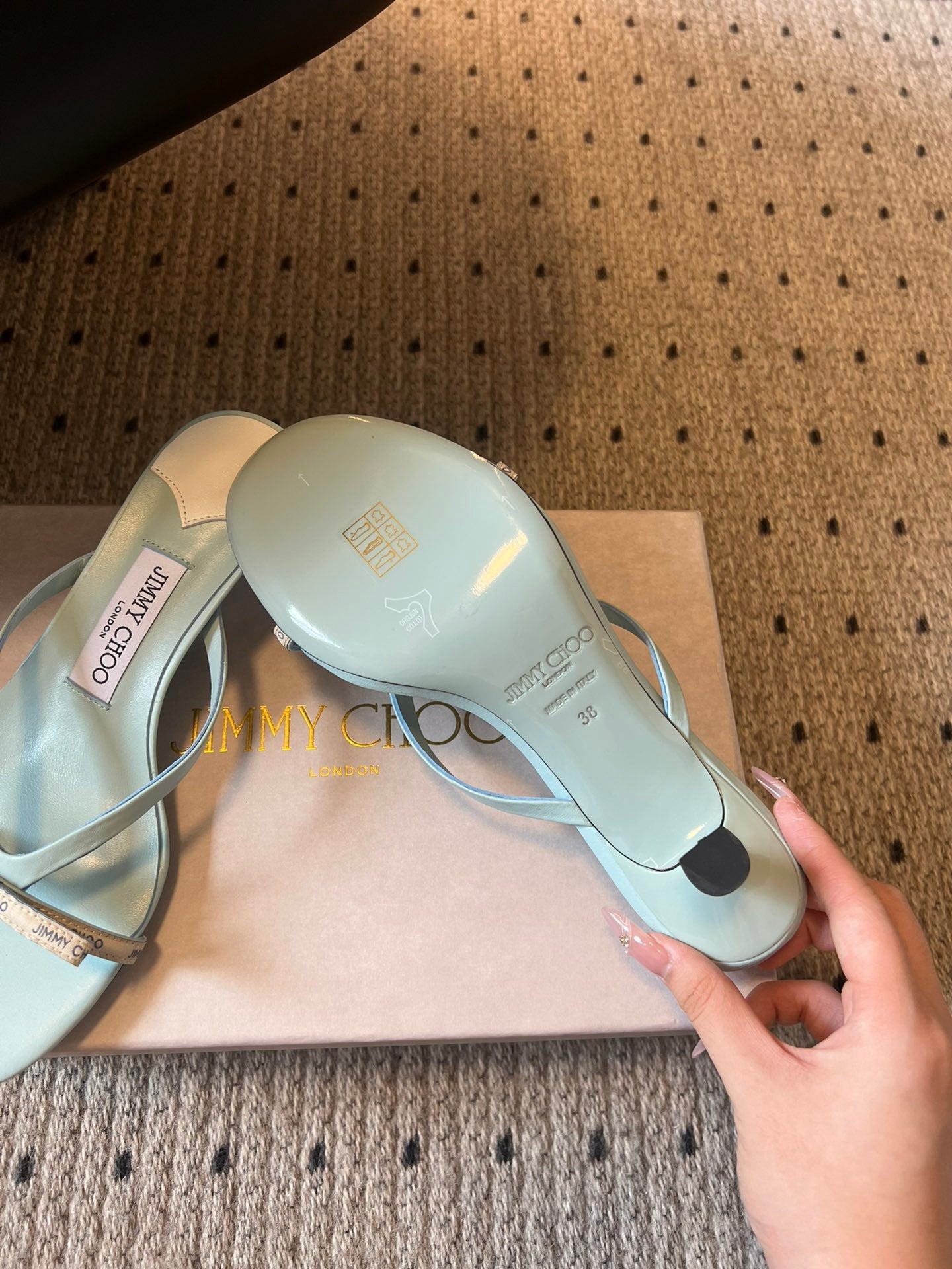 JIMMY CHOO 26S STRAPPY HEELED SANDALS IN PASTEL BLUE LAMBSKIN
