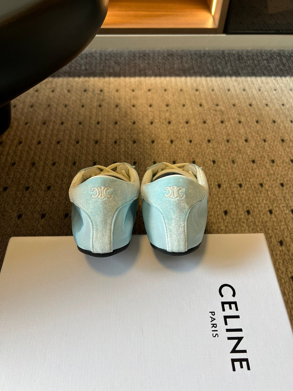 CELINE 26S SNEAKERS IN PASTEL BLUE VELVET