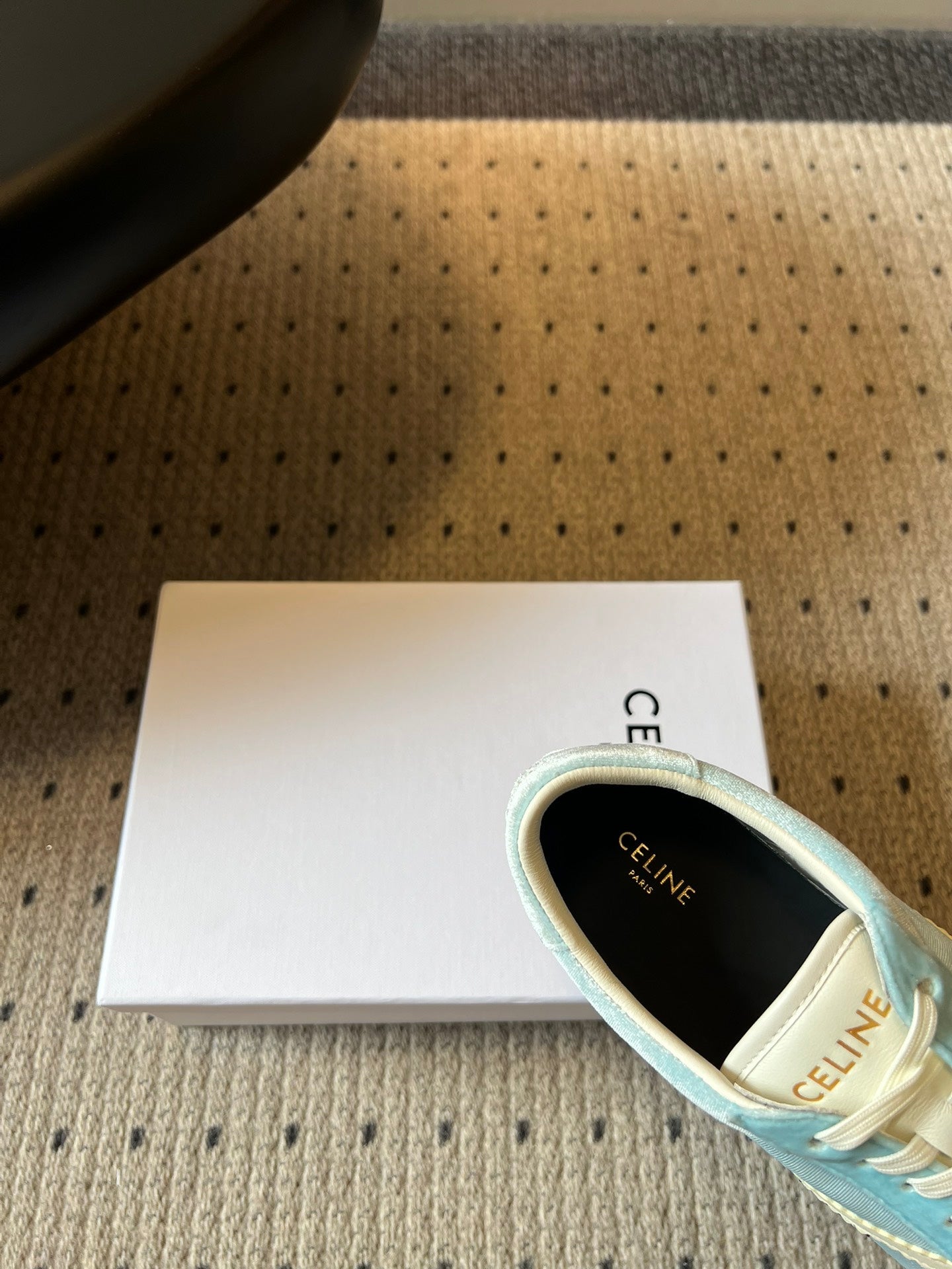 CELINE 26S SNEAKERS IN PASTEL BLUE VELVET