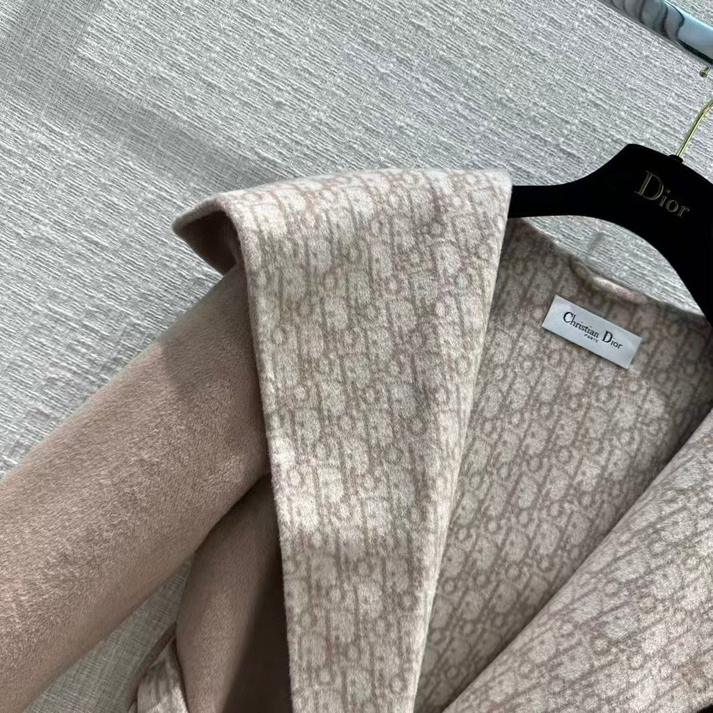 DIOR HOODED COAT IN DARK BEIGE WOOL