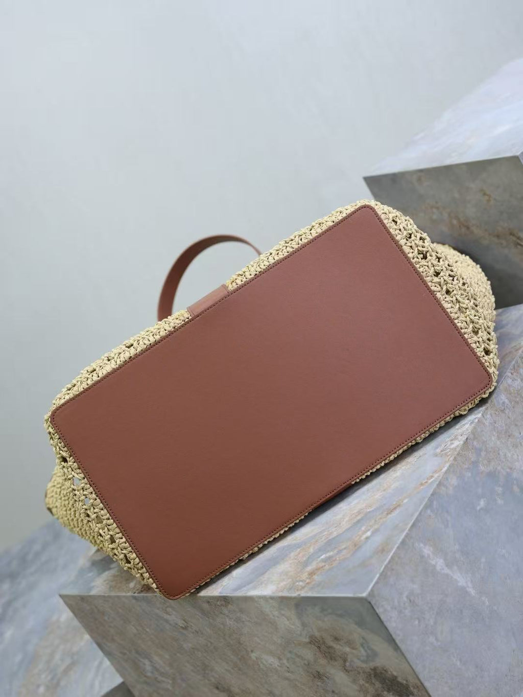 YSL Y TOTE 50 IN BEIGE RAFFIA GOLD HARDWARE