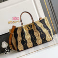 VALENTINO GARAVANI  VLOGO SIGNATURE MEDIUM 35 IN NATURAL AND BLACK RAFFIA
