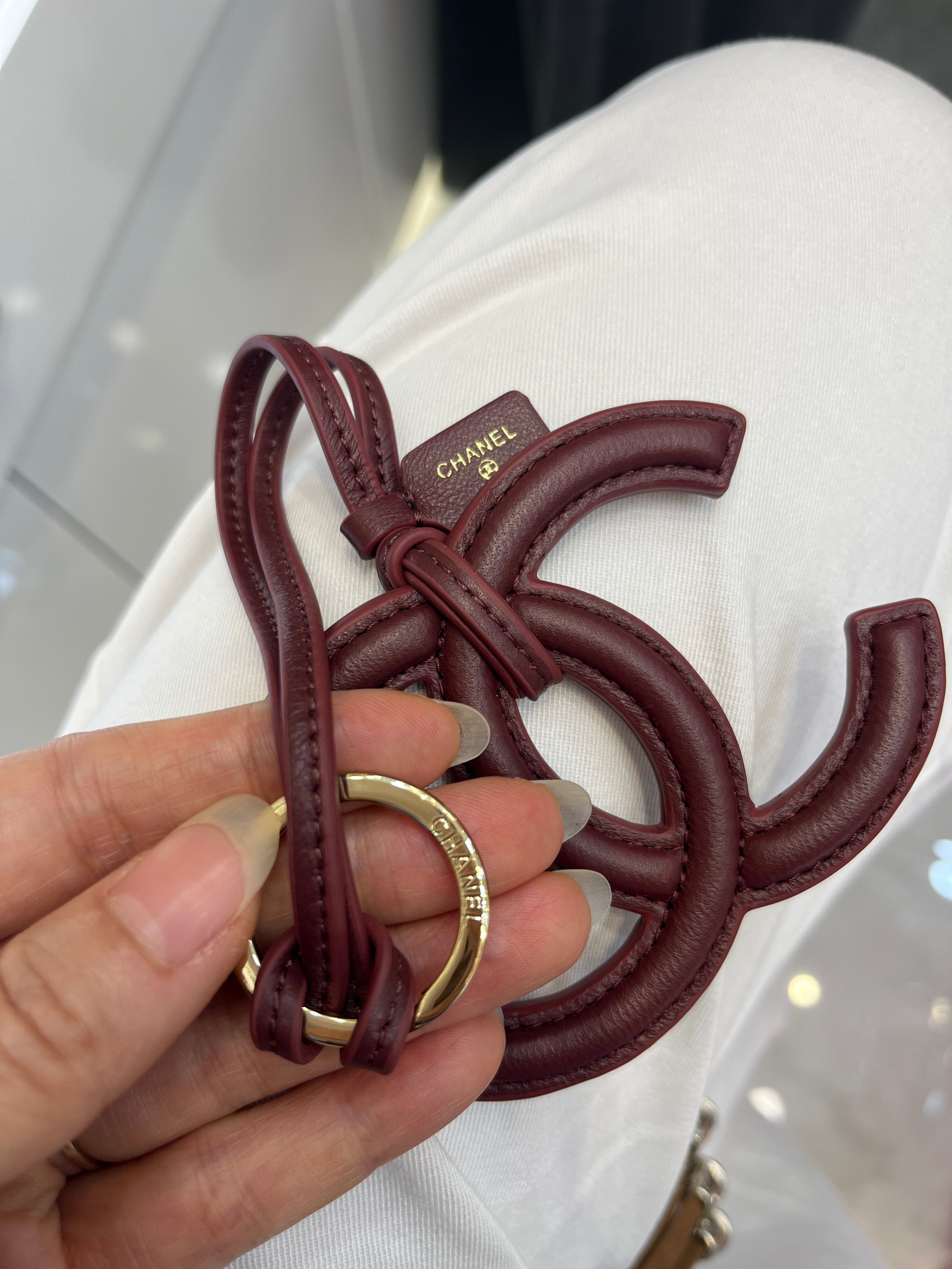 CHANEL 26S BAG CHARM IN DARK BURGUNDY LAMBSKIN