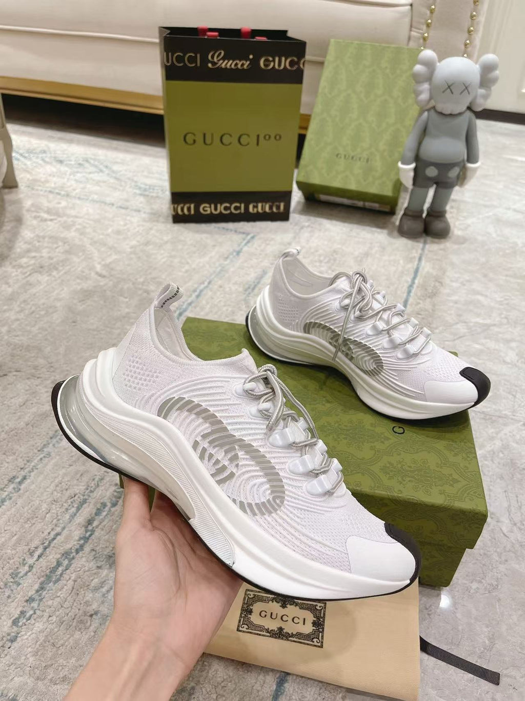 26S KNIT RUNNER SNEAKERS IN WHITE TECHNICAL MESH