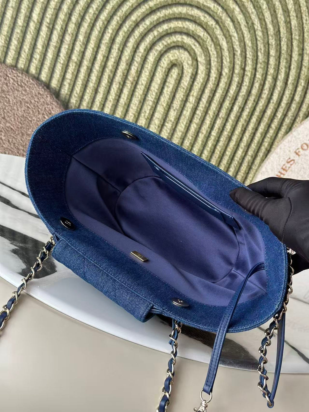 26S TOTE BAG IN BEIGE DENIM RAFFIA
