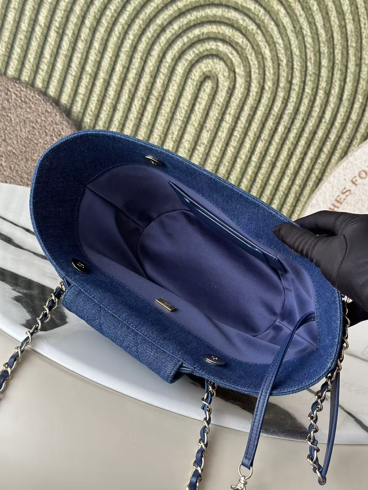 26S TOTE BAG IN BEIGE DENIM RAFFIA