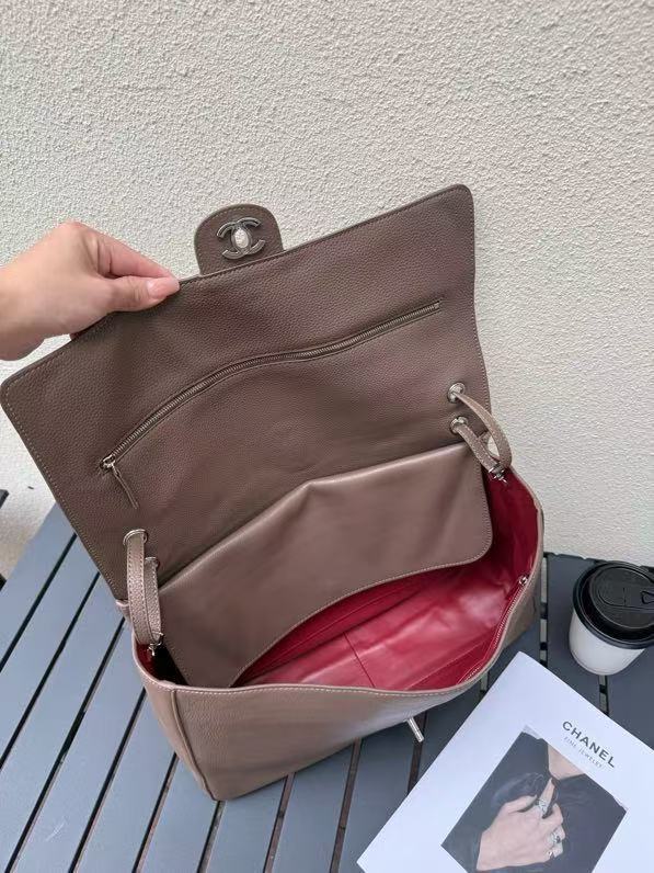 CHANEL 26S FLAP SHOULDER BAG IN TAUPE GRAINED CALFSKIN