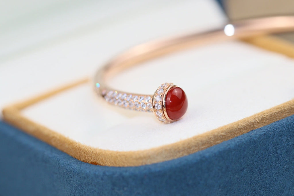 POSSESSION PINK GOLD CARNELIAN DIAMOND OPEN BRACELET