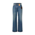 HIGH WAIST JEANS IN SIGNATURE MONOGRAM PATCH DENIM