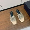 BALMAIN 26S FLAT SANDALS IN BEIGE CALFSKIN AND MESH