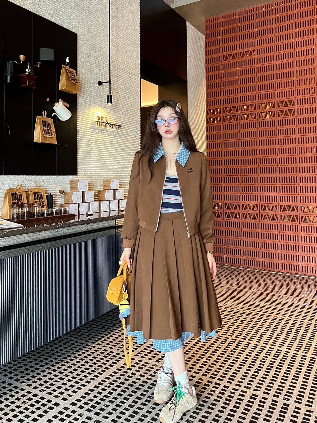 MIUMIU TOP & SKIRT SET STYLE 131