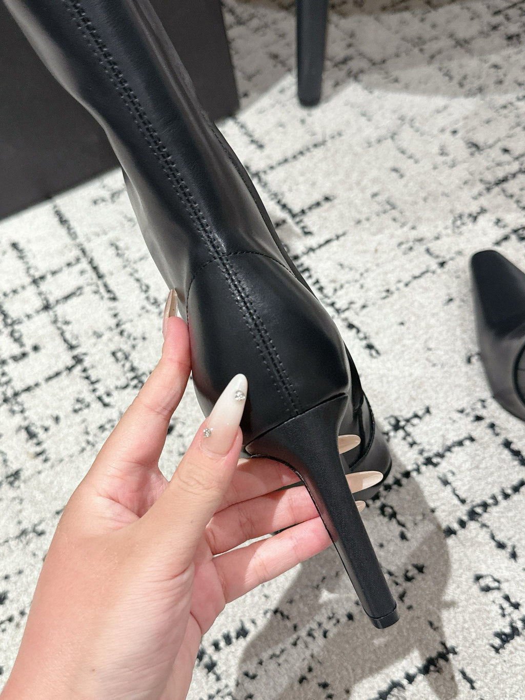 YSL 25S PLATFORM KNEE-HIGH BOOTS 70 MM IN BLACK LAMBSKIN