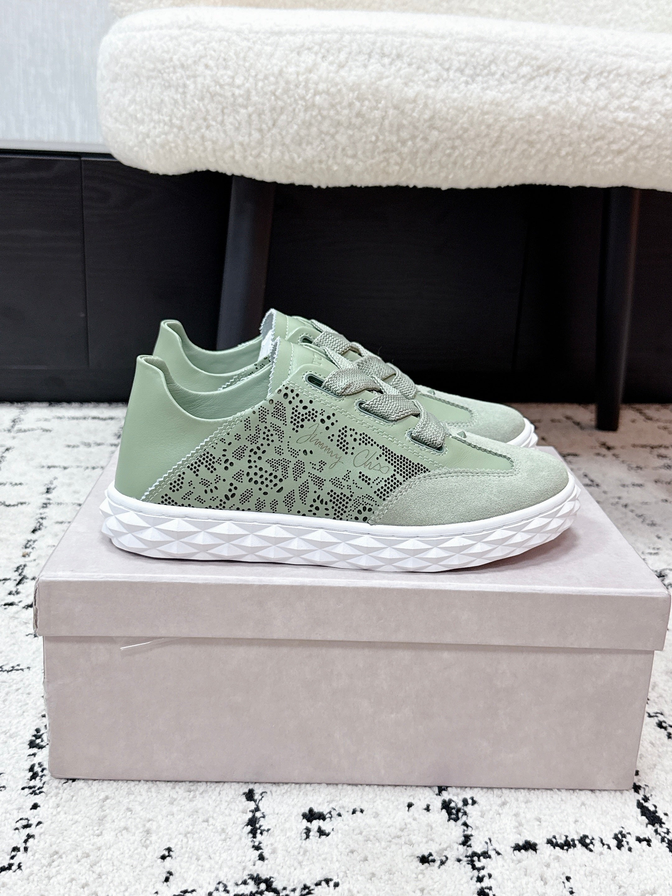 JIMMY CHOO 26S SNEAKERS IN SAGE GREEN SUEDE