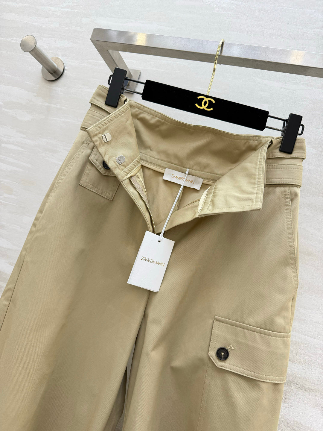 ZIMMERMANN 26S HIGH-WAIST WIDE-LEG CARGO PANTS STYLE 42