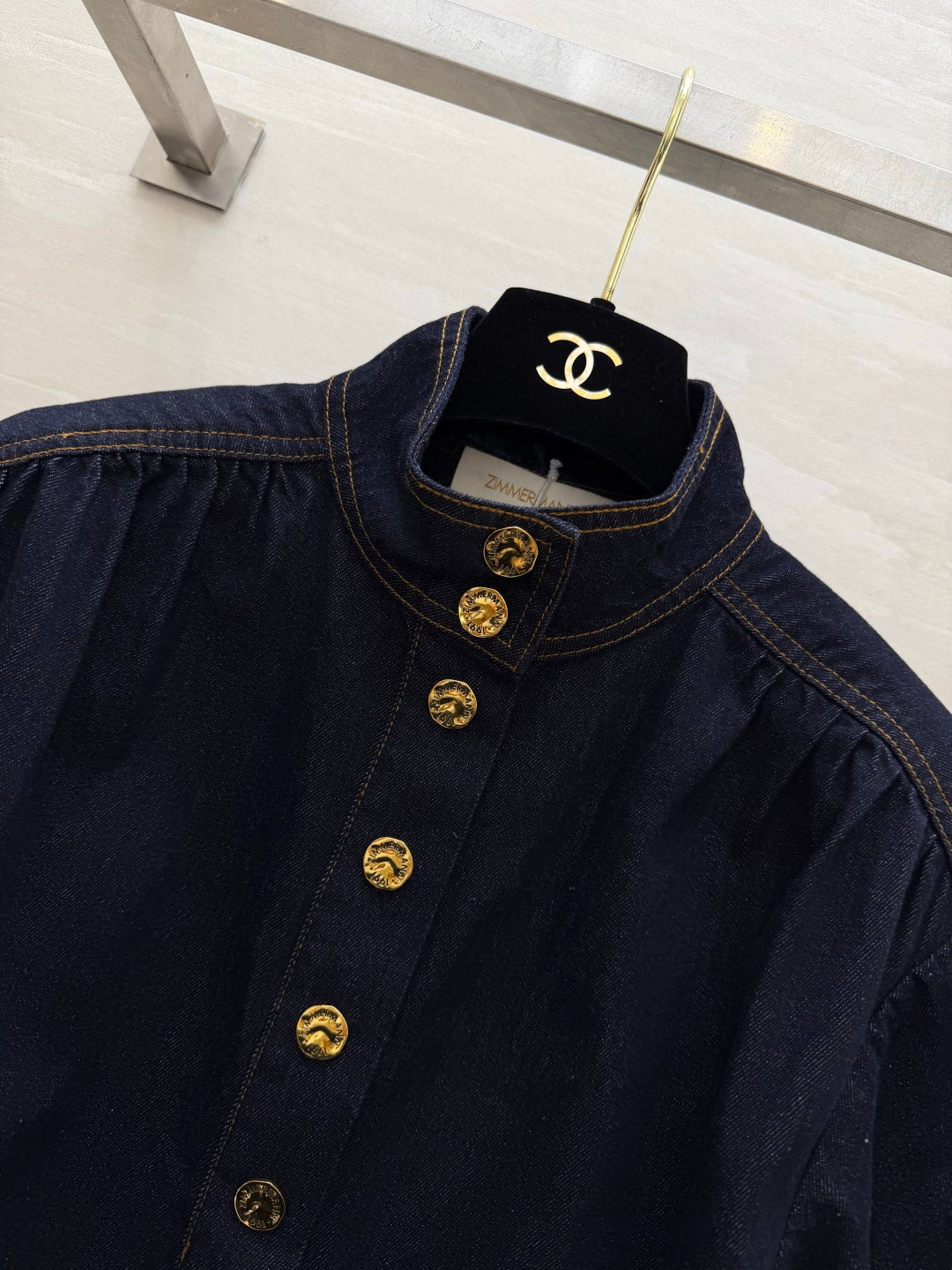 ZIMMERMANN 26S STAND COLLAR DENIM SHIRT STYLE 41