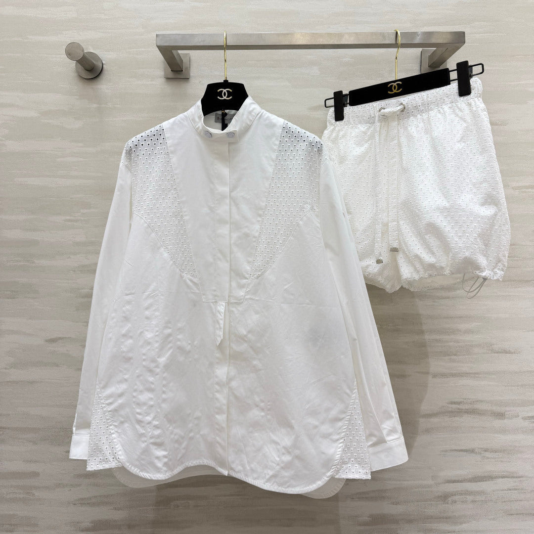MONCLER 26S LONG-SLEEVE SHIRT & SHORT SET 686
