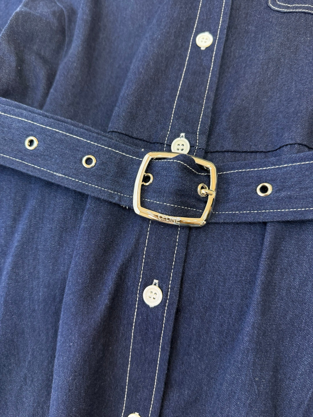 CELINE 26S LONG SHORT SLEEVE DENIM DRESS 367