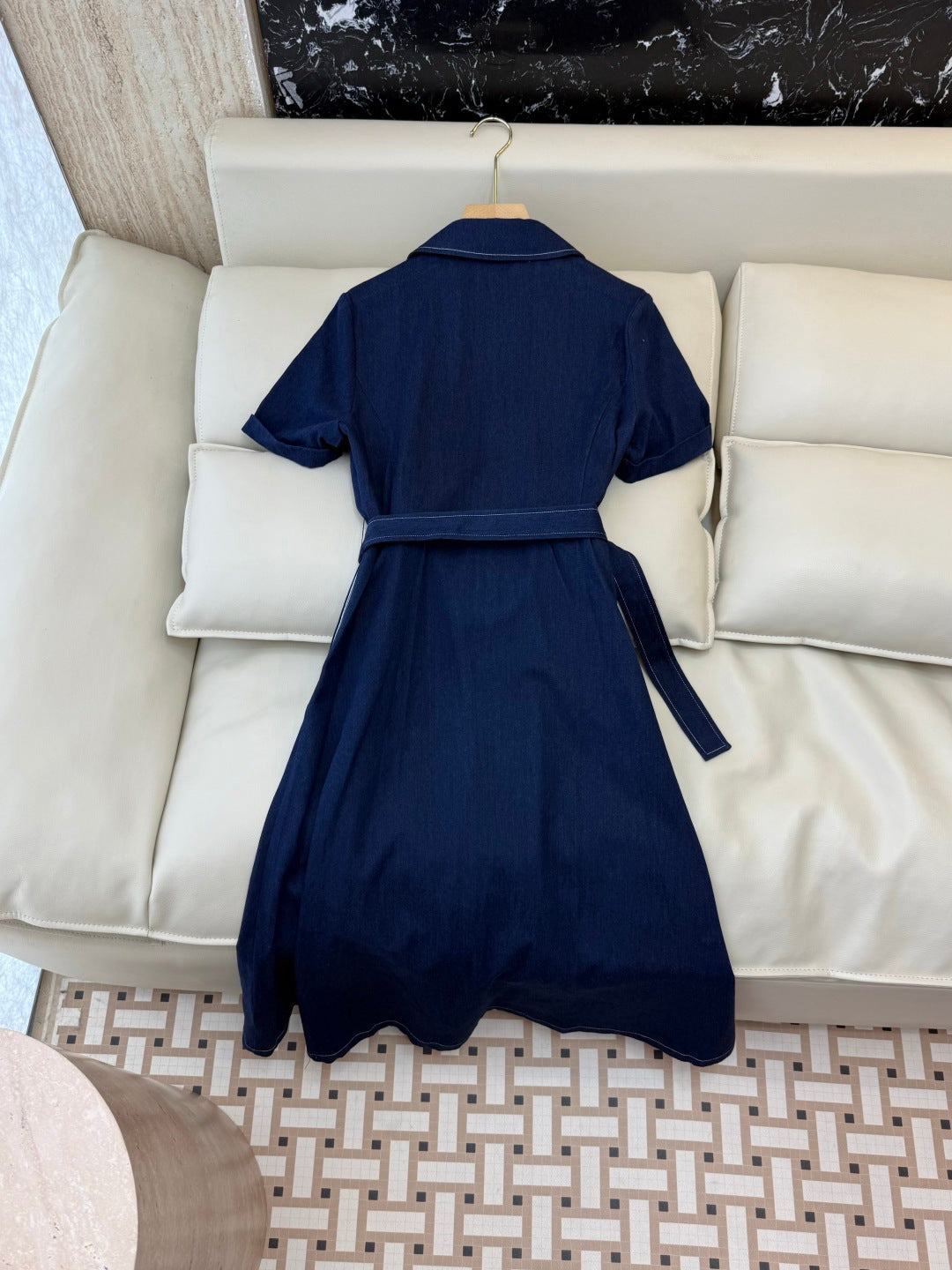 CELINE 26S LONG SHORT SLEEVE DENIM DRESS 367
