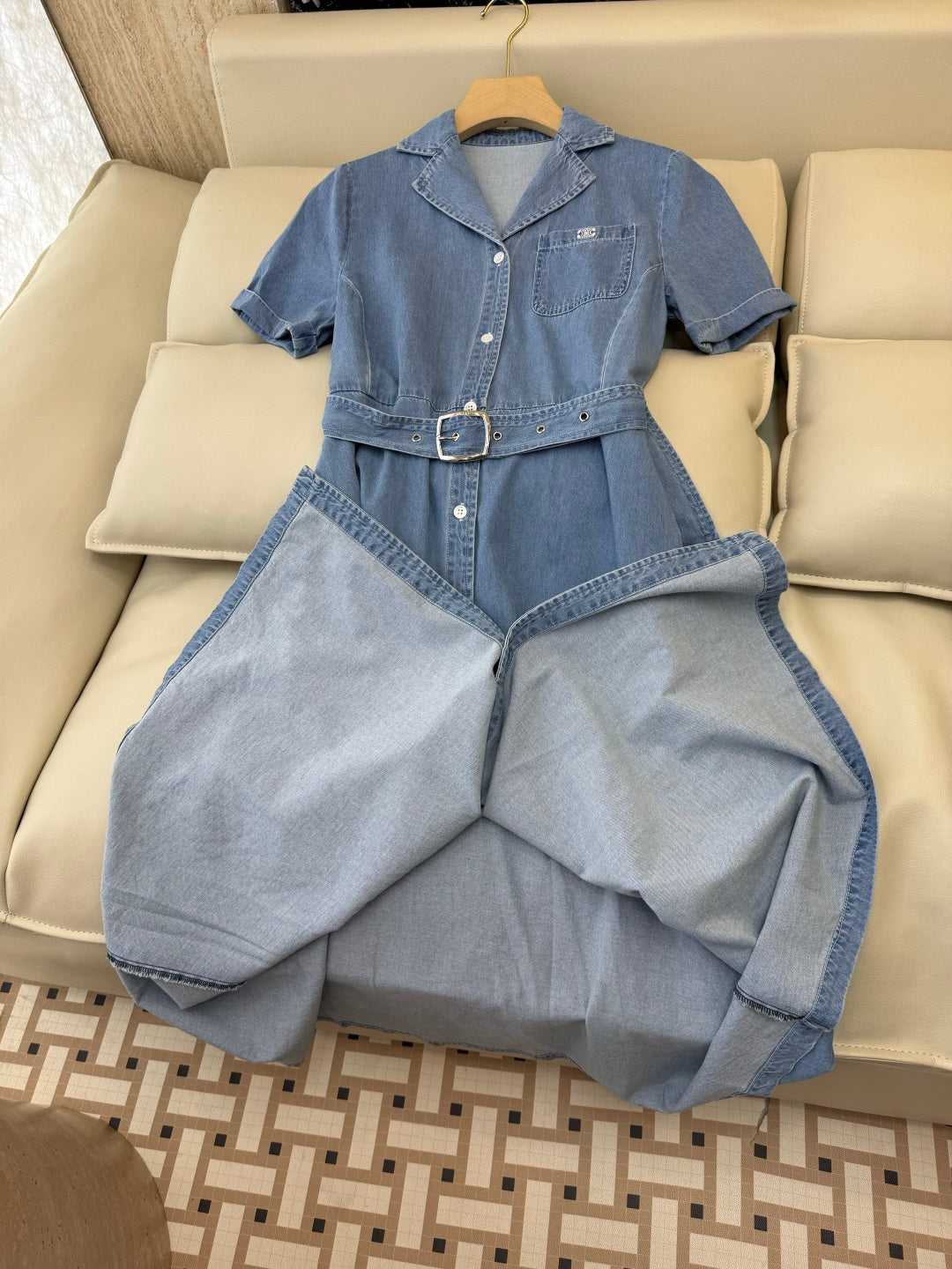 CELINE 26S LONG SHORT SLEEVE DENIM DRESS 366