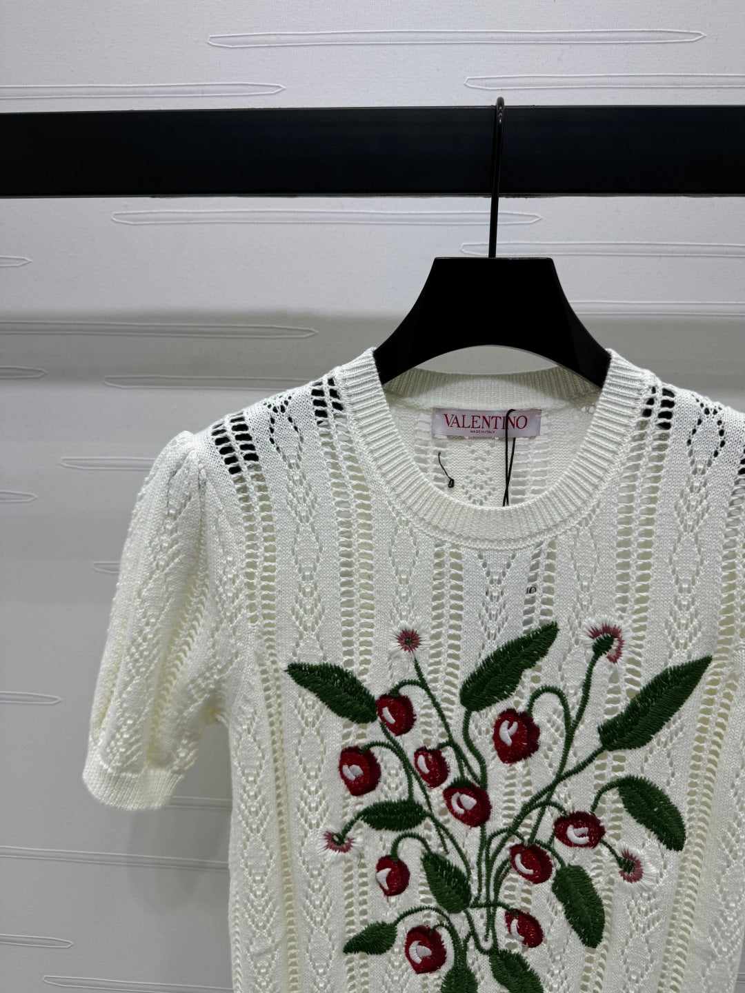 VALENTINO CREW NECK SHORT-SLEEVE KNIT TOP 274956