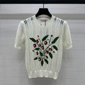 VALENTINO CREW NECK SHORT-SLEEVE KNIT TOP 274956