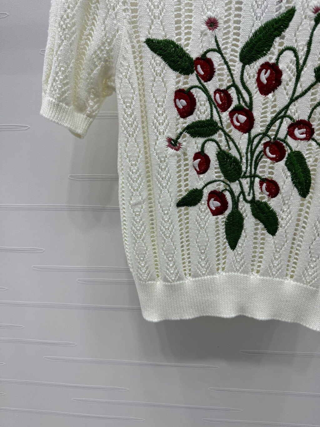 VALENTINO CREW NECK SHORT-SLEEVE KNIT TOP 274956