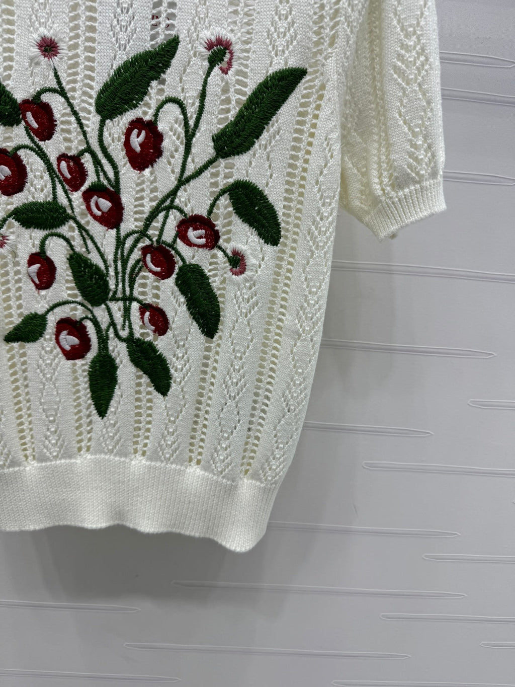 VALENTINO CREW NECK SHORT-SLEEVE KNIT TOP 274956