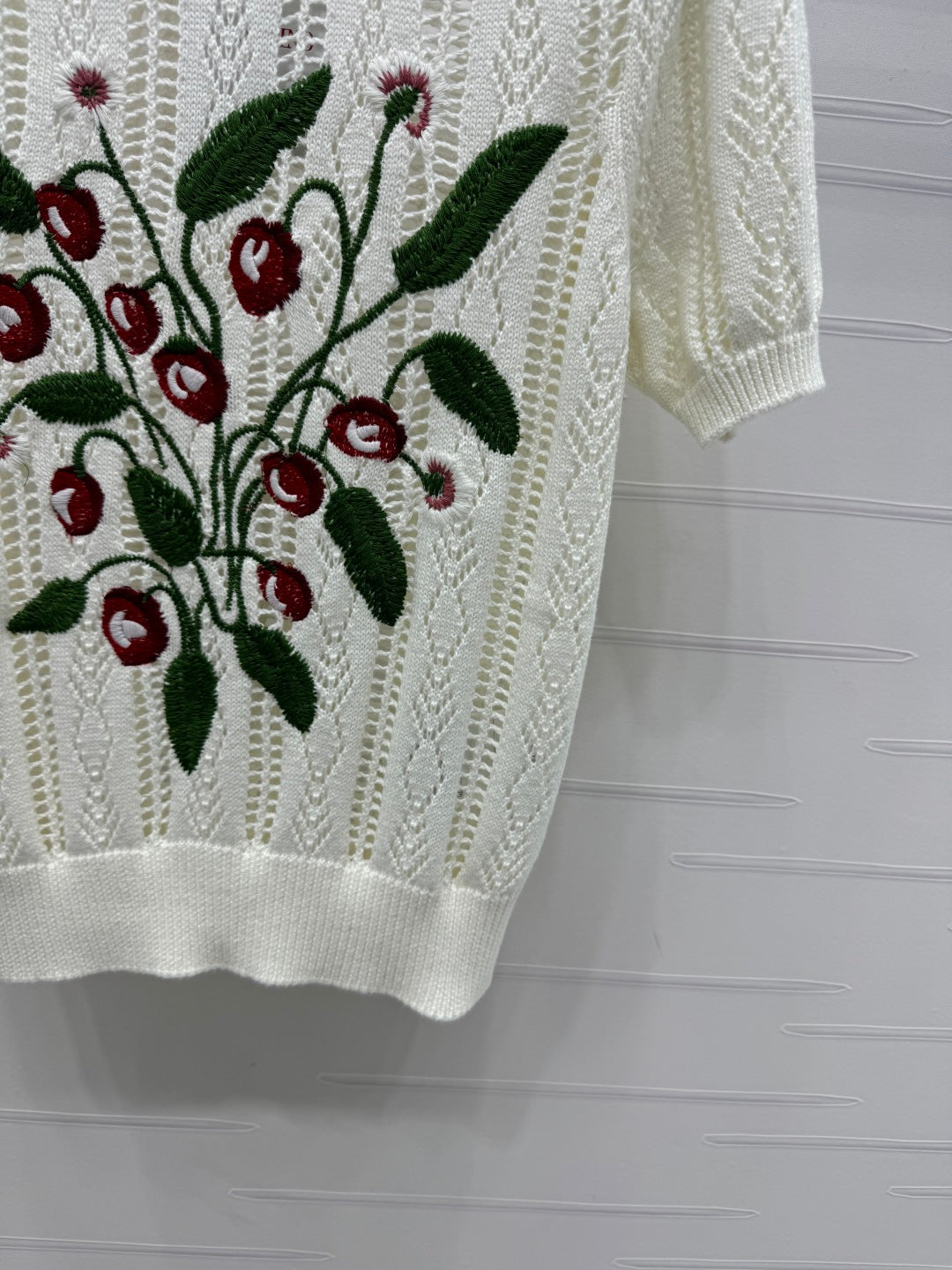 VALENTINO CREW NECK SHORT-SLEEVE KNIT TOP 274956