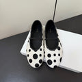 THE ROW 26S BALLET FLATS IN WHITE & BLACK POLKA DOT CALF HAIR CALFSKIN